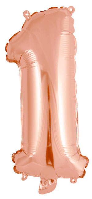 Rose Gold Number 1 Foil Balloon 35cm - Air Fill Only