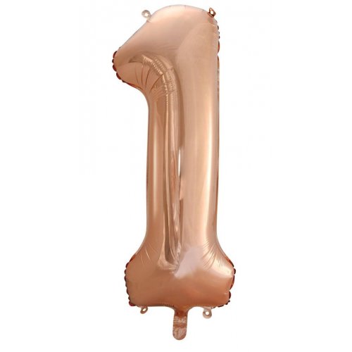Rose Gold Number 1 Supershape 86cm Foil Balloon UNINFLATED