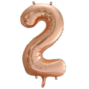 Rose Gold Number 2 Supershape 86cm Foil Balloon UNINFLATED
