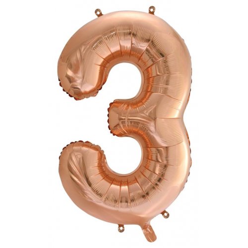 Rose Gold Number 3 Supershape 86cm Foil Balloon UNINFLATED