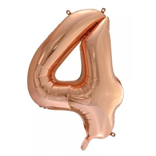 Rose Gold Number 4 Supershape 86cm Foil Balloon UNINFLATED