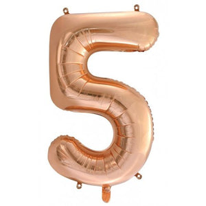 Rose Gold Number 5 Supershape 86cm Foil Balloon UNINFLATED