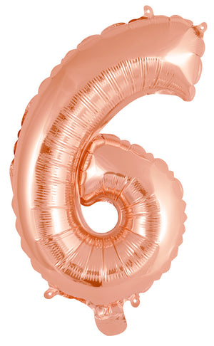 Rose Gold Number 6 Foil Balloon 35cm - Air Fill Only