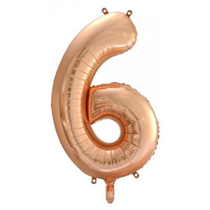 Rose Gold Number 6 Supershape 86cm Foil Balloon UNINFLATED