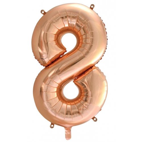 Rose Gold Number 8 Supershape 86cm Foil Balloon UNINFLATED