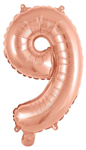Rose Gold Number 9 Foil Balloon 35cm - Air Fill Only