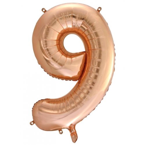 Rose Gold Number 9 Supershape 86cm Foil Balloon UNINFLATED