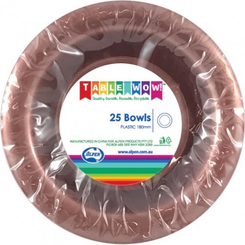 Rose Gold Plastic Bowls - Pack of 25
