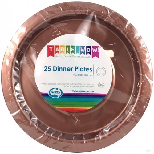 Rose Gold Plastic Dinner Plates - Pack of 25