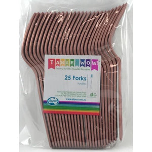 Rose Gold Plastic Forks - Pack of 25