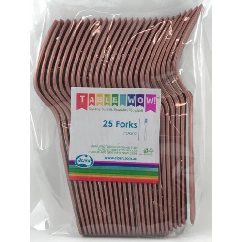 Rose Gold Plastic Forks - Pack of 25