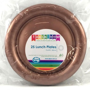 Rose Gold Plastic Lunch Plates - Pack of 25