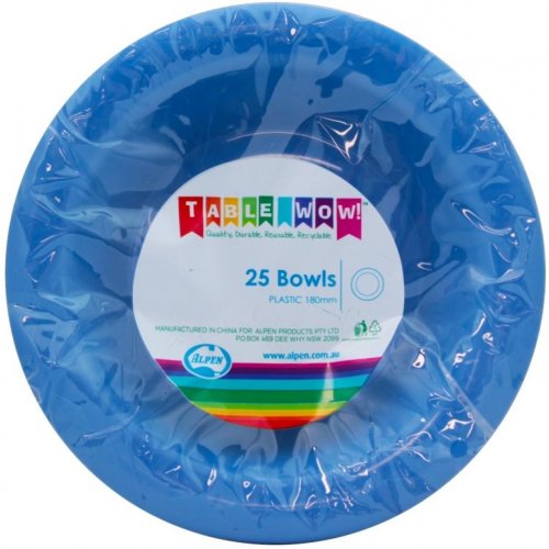 Royal Blue Plastic Bowls - Pack of 20