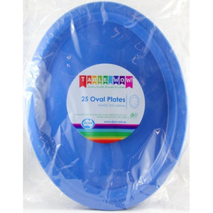 Royal Blue Plastic Oval Plates - Pack of 25