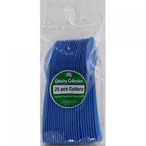 Royal Blue Plastic Spoons - Pack of 25