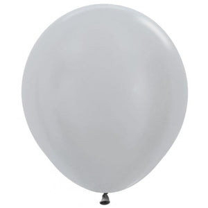 46 CM Round Satin Silver Sempertex Plain Latex Balloon UNINFLATED