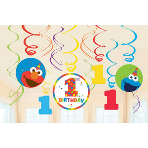 Sesame Street 1st Birthday Swirl Decorations