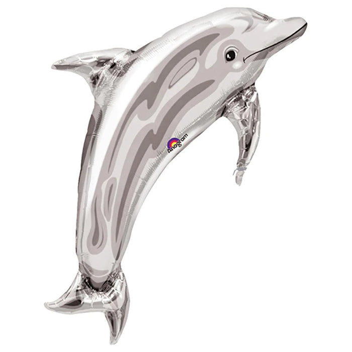 Silver Dolphin SuperShape Foil Balloon UNINFLATED