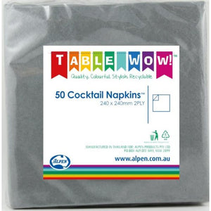 Silver Cocktail Napkins - Pack of 50