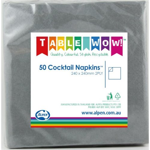 Silver Cocktail Napkins - Pack of 50