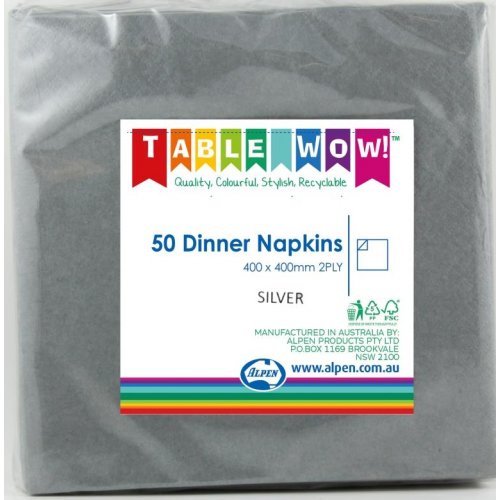 Silver Dinner Napkins - Pack of 50