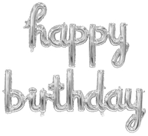 Silver Happy Birthday Foil Balloon Banner Kit - Air Fill Only