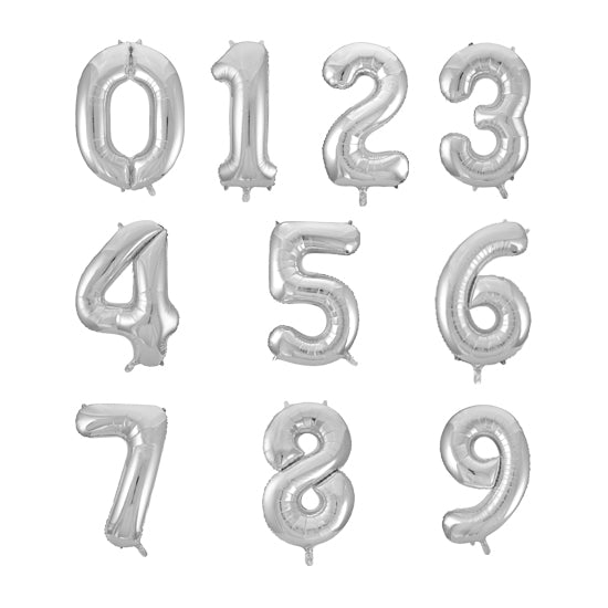 Silver Helium Inflated Number Foil Balloon each