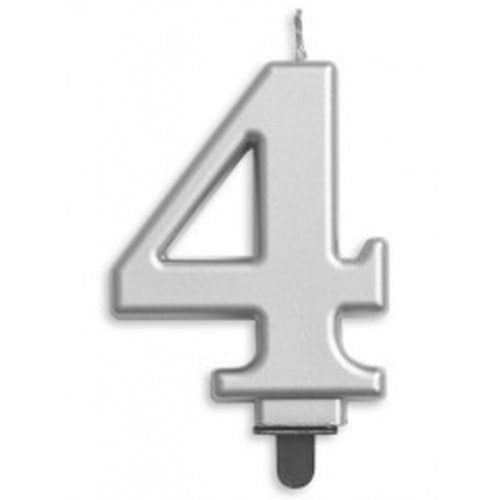 Silver Jumbo Candle Number #4