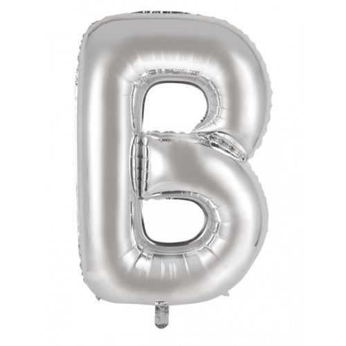 Silver Letter B Supershape 86cm Alphabet Foil Balloon UNINFLATED