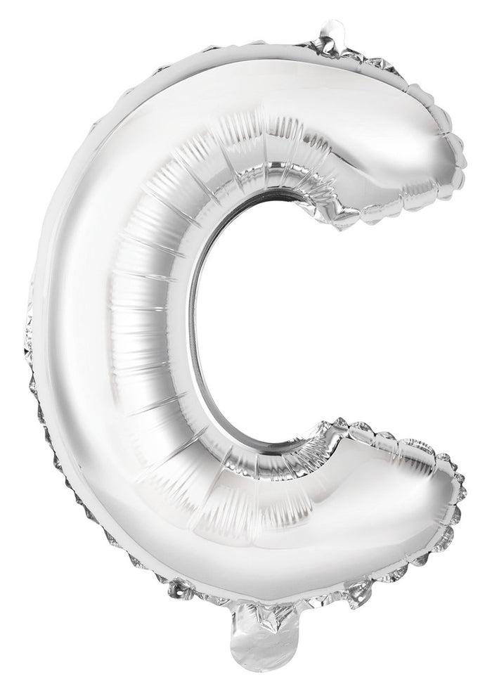 Silver Letter C Foil Balloon 35cm - Air Fill Only
