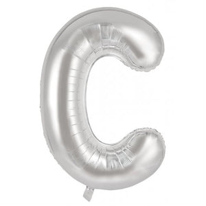 Silver Letter C Supershape 86cm Alphabet Foil Balloon UNINFLATED