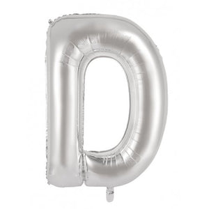 Silver Letter D Supershape 86cm Alphabet Foil Balloon UNINFLATED