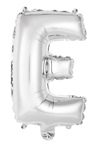 Silver Letter E Foil Balloon 35cm - Air Fill Only