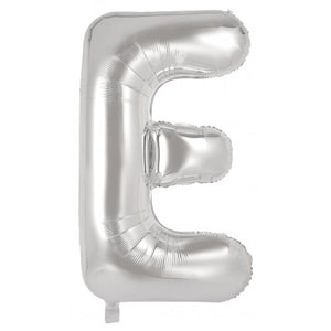 Silver Letter E Supershape 86cm Alphabet Foil Balloon UNINFLATED