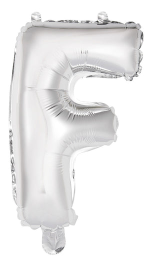 Silver Letter F Foil Balloon 35cm - Air Fill Only