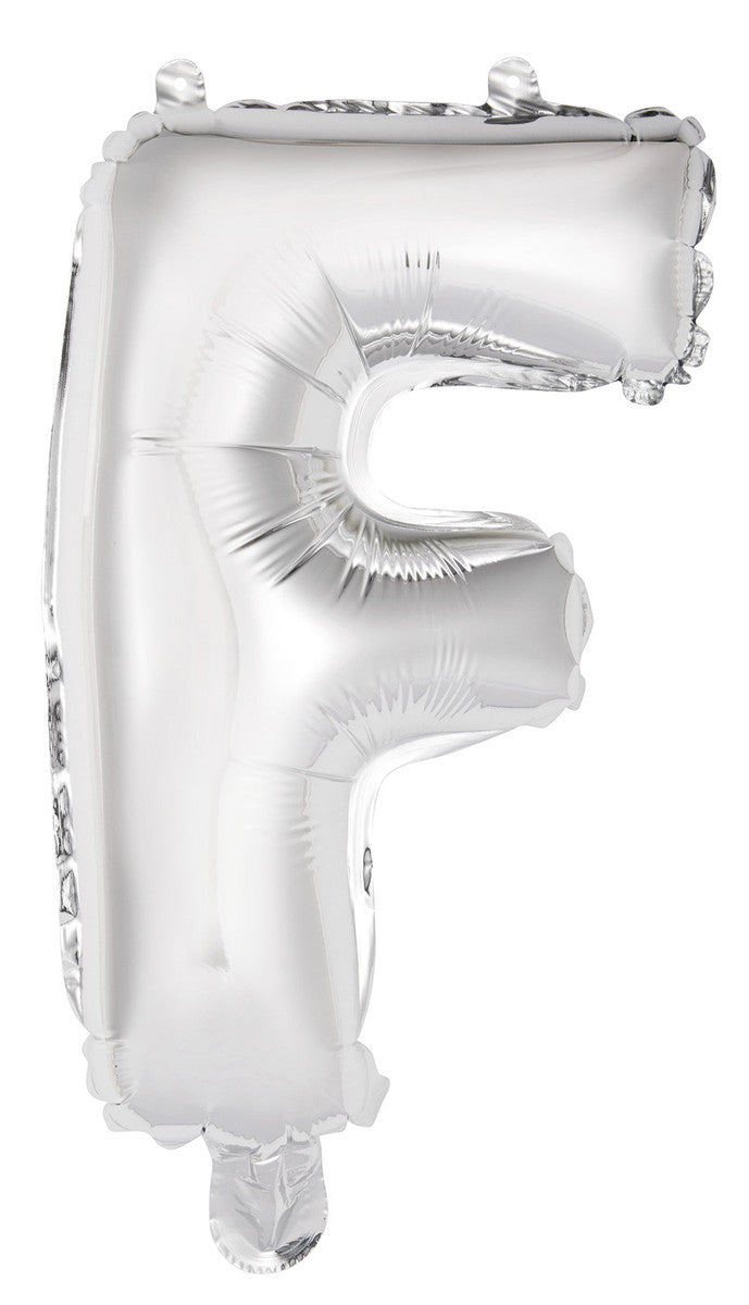 Silver Letter F Foil Balloon 35cm - Air Fill Only