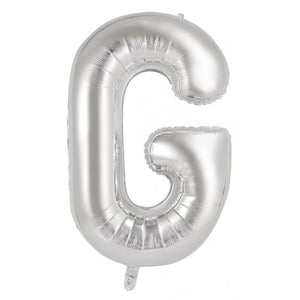 Silver Letter G Supershape 86cm Alphabet Foil Balloon UNINFLATED
