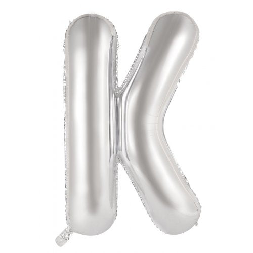 Silver Letter K Supershape 86cm Alphabet Foil Balloon UNINFLATED