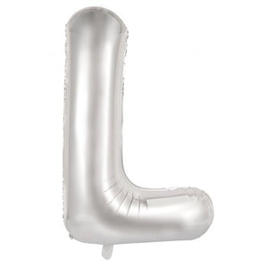 Silver Letter L Supershape 86cm Alphabet Foil Balloon UNINFLATED