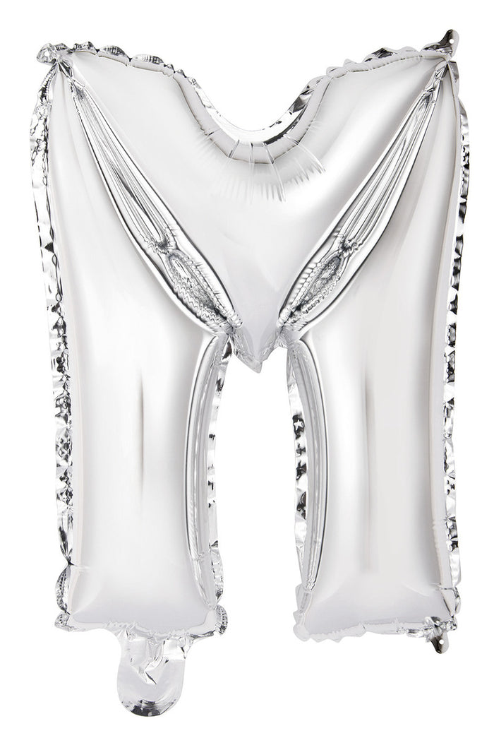 Silver Letter M Foil Balloon 35cm - Air Fill Only