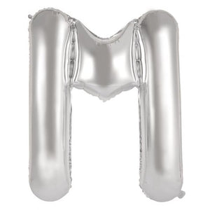 Silver Letter M Supershape 86cm Alphabet Foil Balloon UNINFLATED