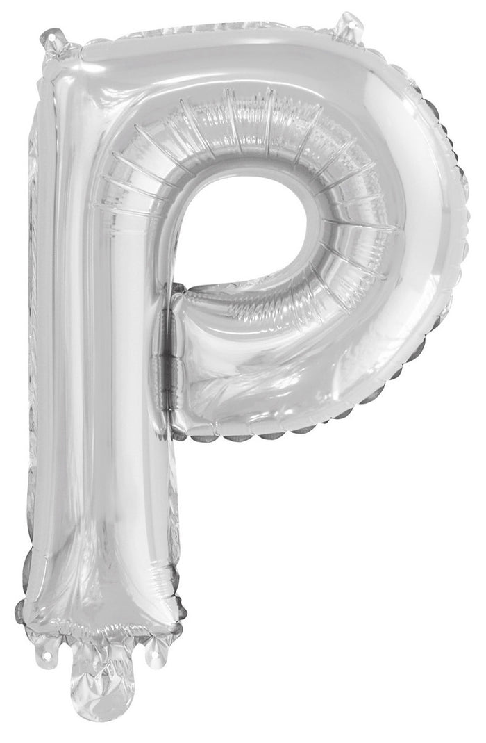 Silver Letter P Foil Balloon 35cm - Air Fill Only