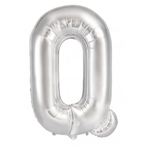 Silver Letter Q Supershape 86cm Alphabet Foil Balloon UNINFLATED