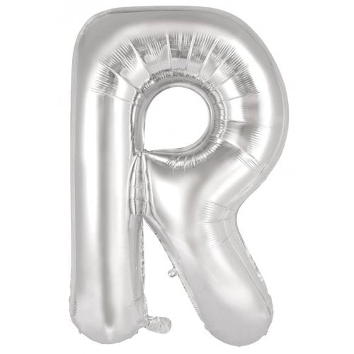 Silver Letter R Supershape 86cm Alphabet Foil Balloon UNINFLATED