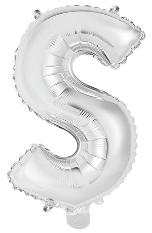 Silver Letter S Foil Balloon 35cm - Air Fill Only