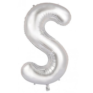 Silver Letter S Supershape 86cm Alphabet Foil Balloon UNINFLATED