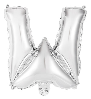 Silver Letter W Foil Balloon 35cm - Air Fill Only
