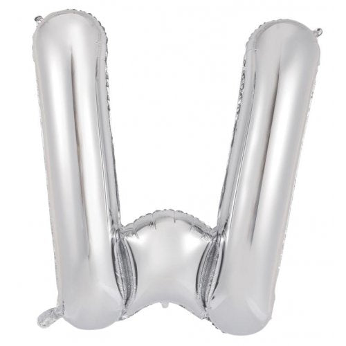 Silver Letter W Supershape 86cm Alphabet Foil Balloon UNINFLATED