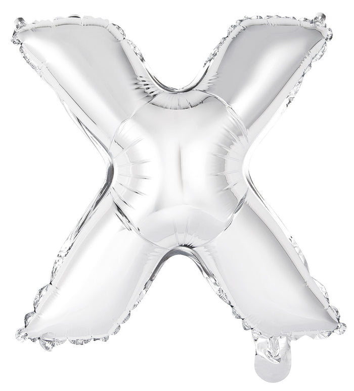 Silver Letter X Foil Balloon 35cm - Air Fill Only