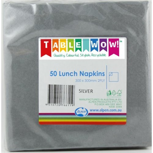 Silver Lunch Napkins - Pack of 50